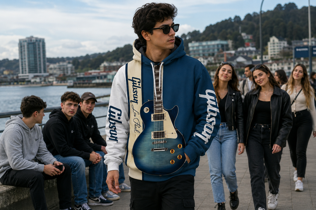 Sudadera con capucha con estampado de guitarra 3D