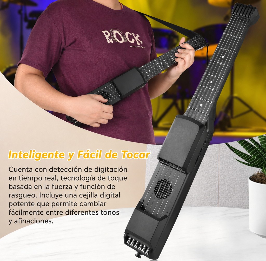 Smart Guitar Portátil 7 Trastes | Afinador, Metrónomo y MIDI Integrado