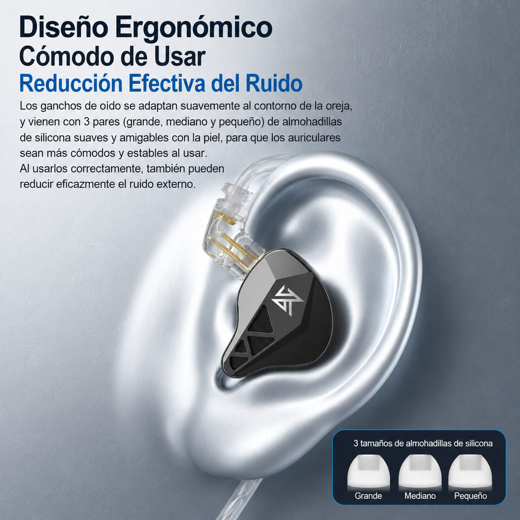 🎧 Audífonos In-Ear KZ EDXS con Driver Dinámico, Bajos Potentes y Cable Desmontable