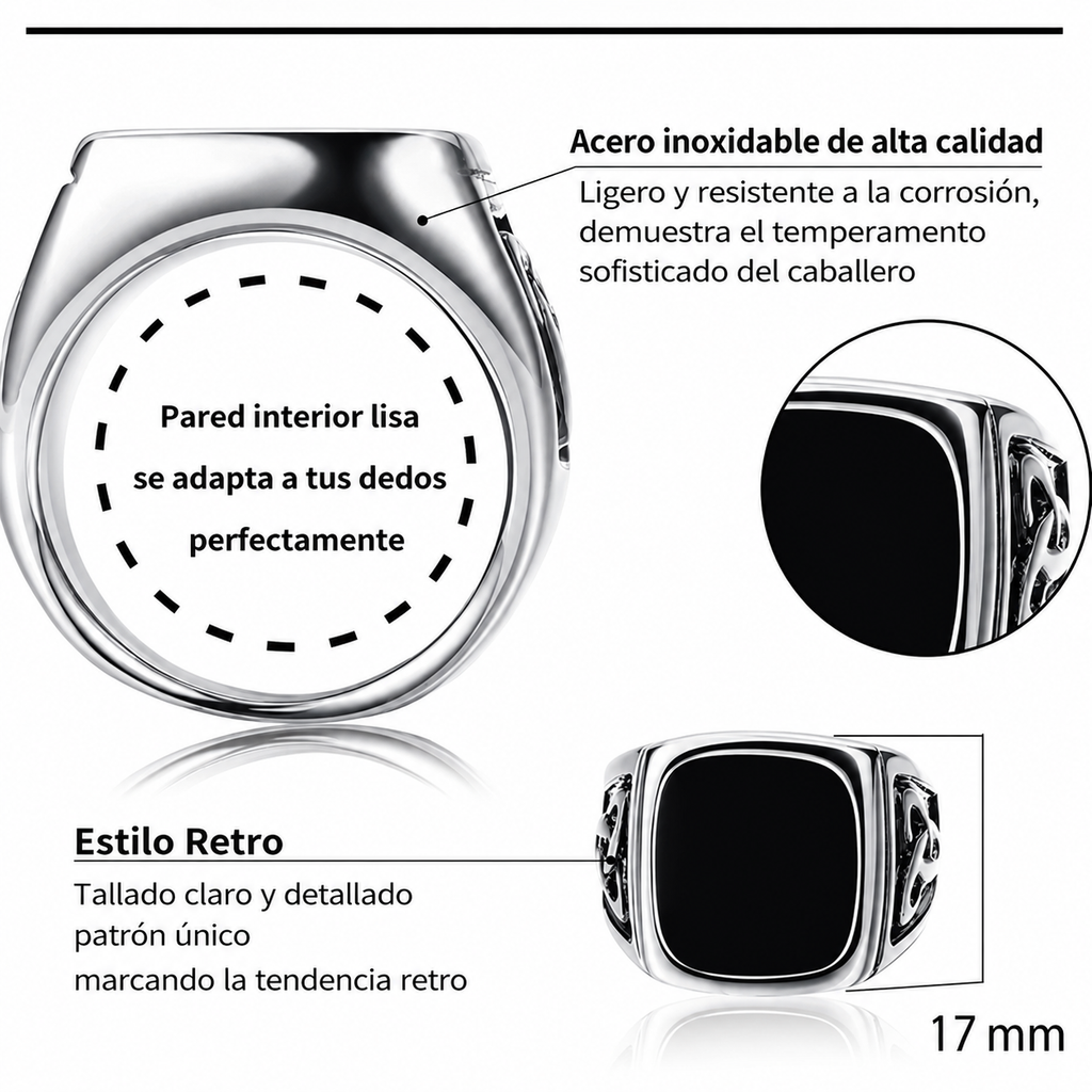 Set de 7 Anillos Rockeros para Hombre – Acero Inoxidable Bobisty