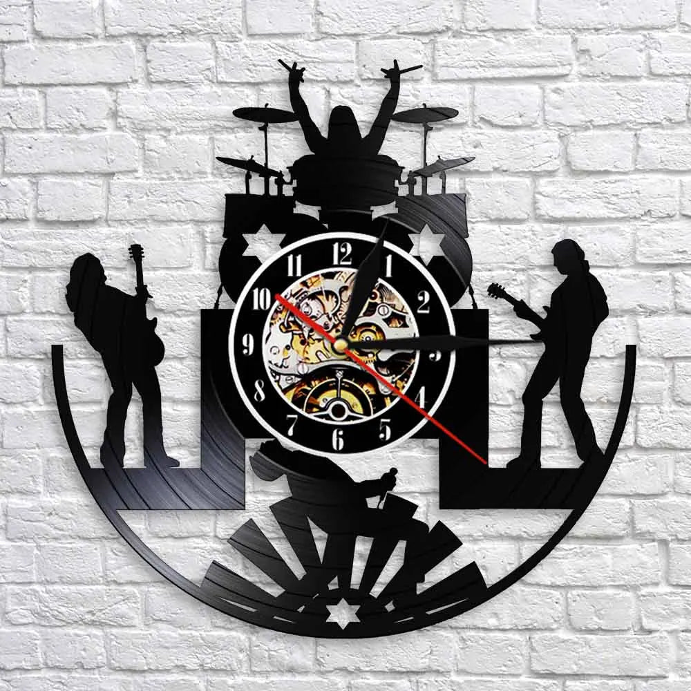 Reloj Vintage Banda de Rock en Disco Vinilo