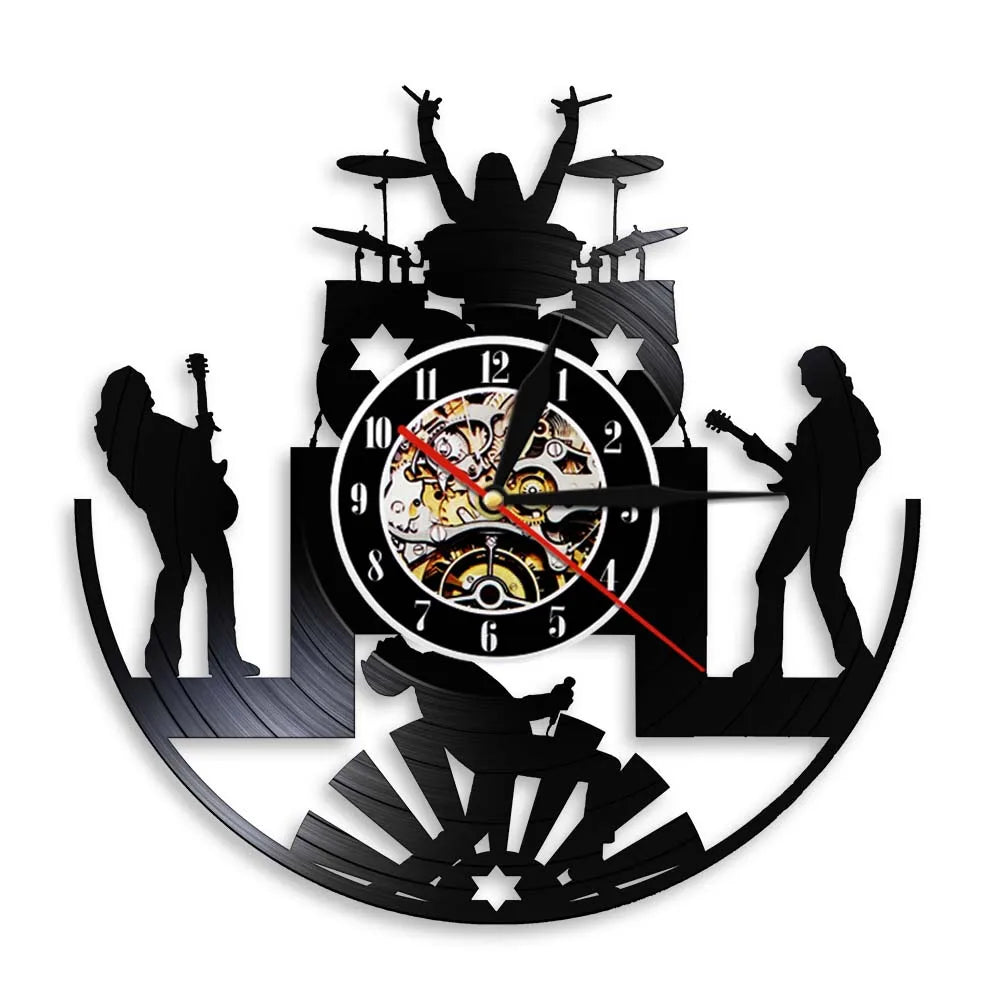 Reloj Vintage Banda de Rock en Disco Vinilo