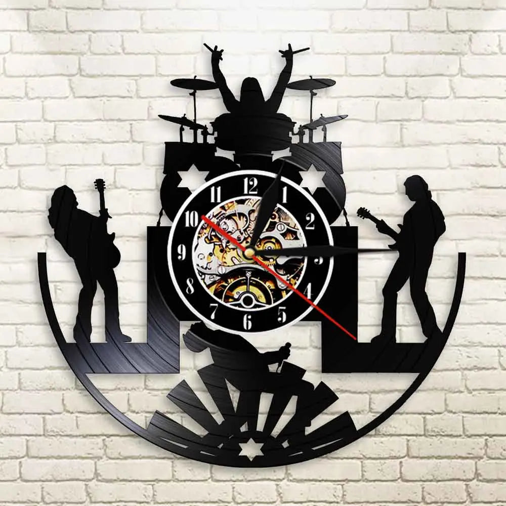 Reloj Vintage Banda de Rock en Disco Vinilo