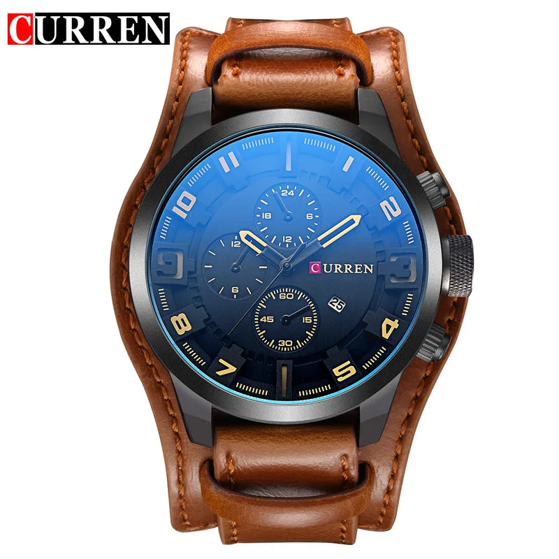 Reloj CURREN de Lujo para Hombre – Correa de Cuero y Diseño Deportivo Elegante