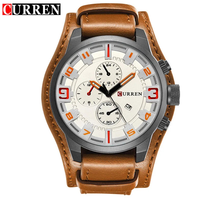 Reloj CURREN de Lujo para Hombre – Correa de Cuero y Diseño Deportivo Elegante
