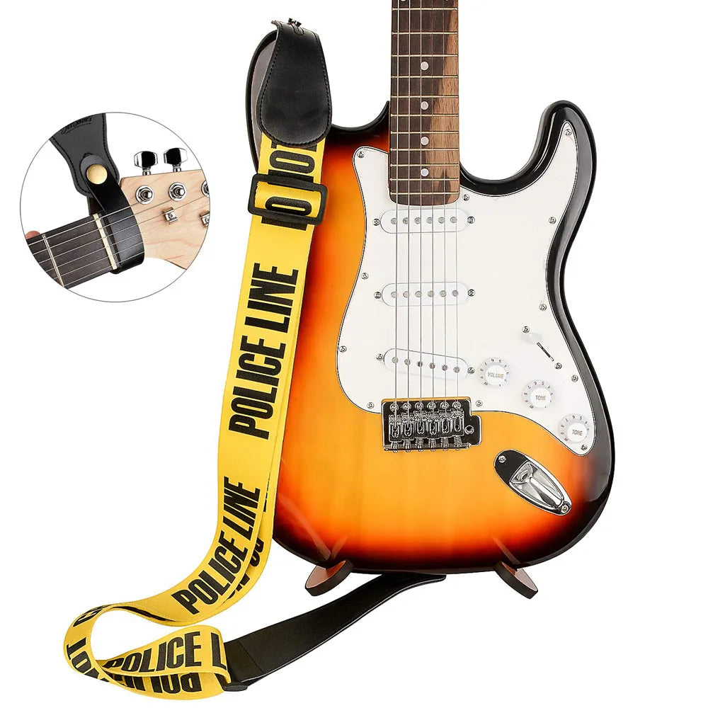 Correa Ajustable para Guitarra "POLICE LINE DO NOT CROSS" Poliéster Reforzado