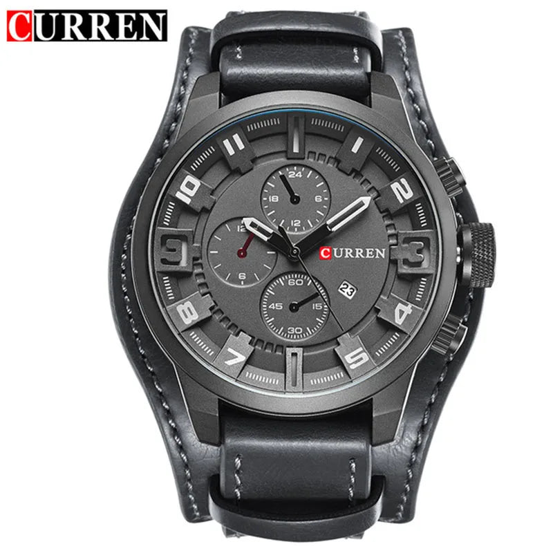 Reloj CURREN de Lujo para Hombre – Correa de Cuero y Diseño Deportivo Elegante