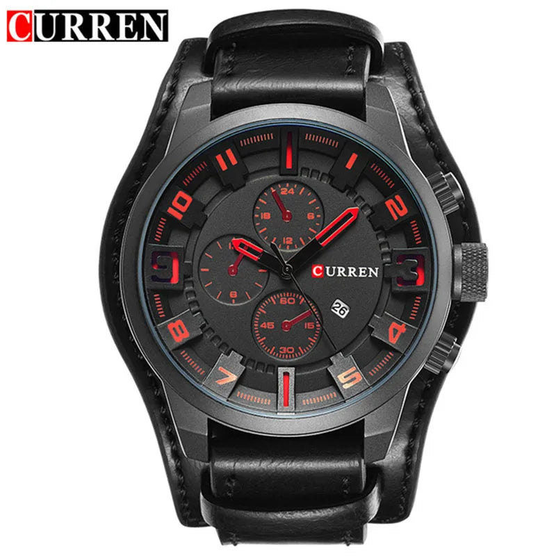 Reloj CURREN de Lujo para Hombre – Correa de Cuero y Diseño Deportivo Elegante