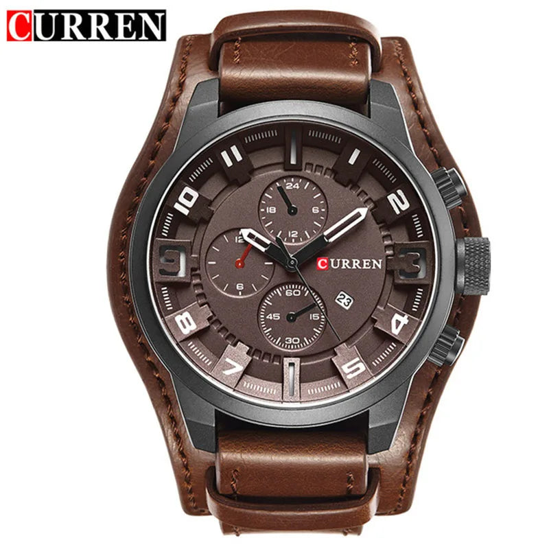 Reloj CURREN de Lujo para Hombre – Correa de Cuero y Diseño Deportivo Elegante