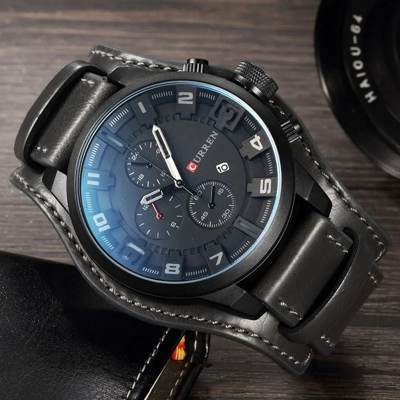Reloj CURREN de Lujo para Hombre – Correa de Cuero y Diseño Deportivo Elegante