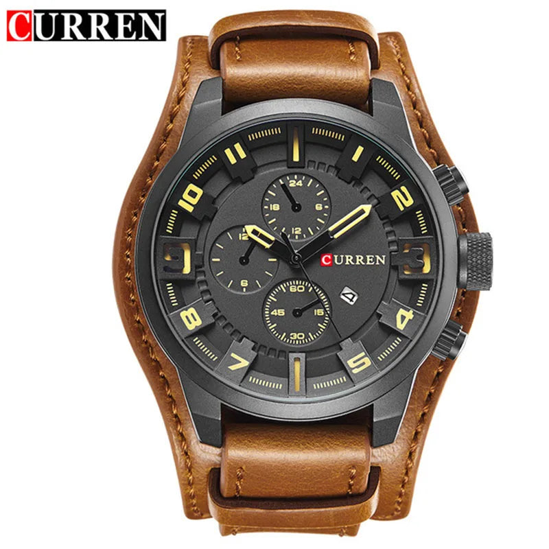 Reloj CURREN de Lujo para Hombre – Correa de Cuero y Diseño Deportivo Elegante