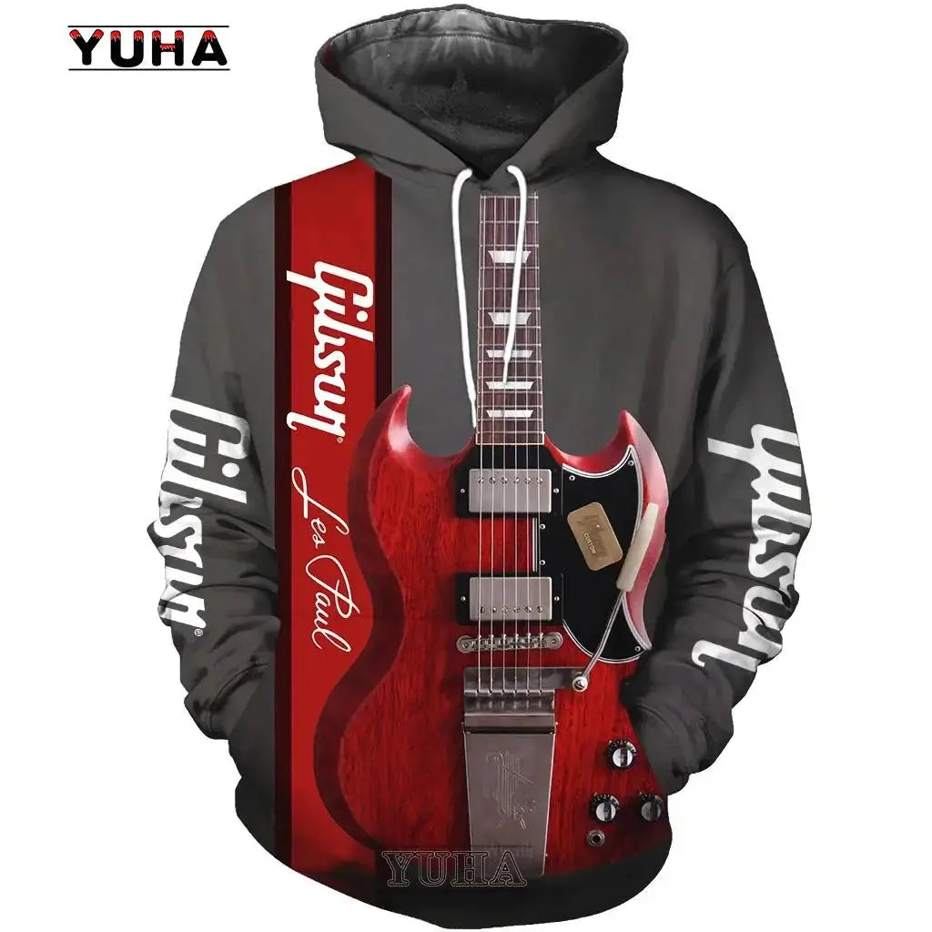 Sudadera con capucha con estampado de guitarra 3D