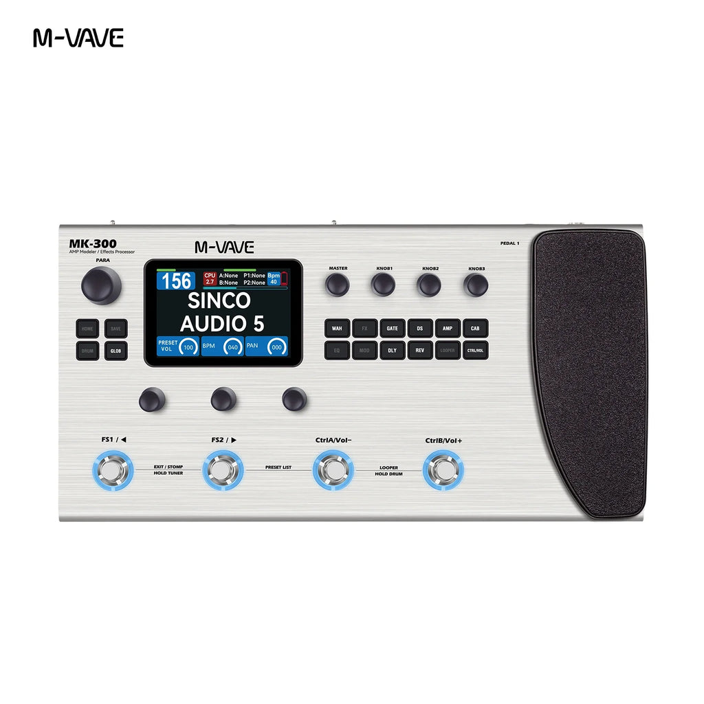 M-VAVE MK-300 – Pedalera Multiefectos para Guitarra y Bajo con Looper, Ritmos y Modelado Neural