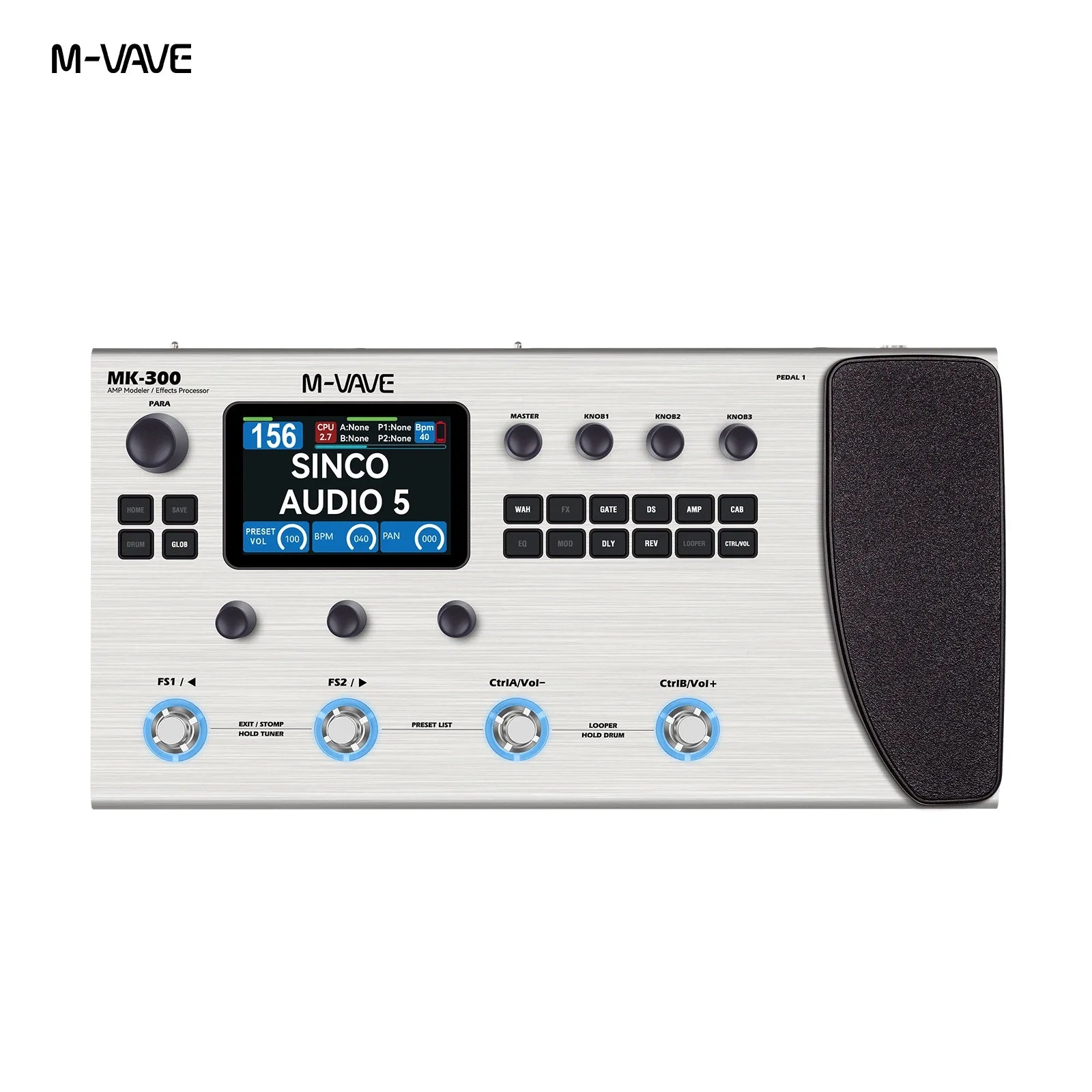 M-VAVE MK-300 – Pedalera Multiefectos para Guitarra y Bajo con Looper, Ritmos y Modelado Neural