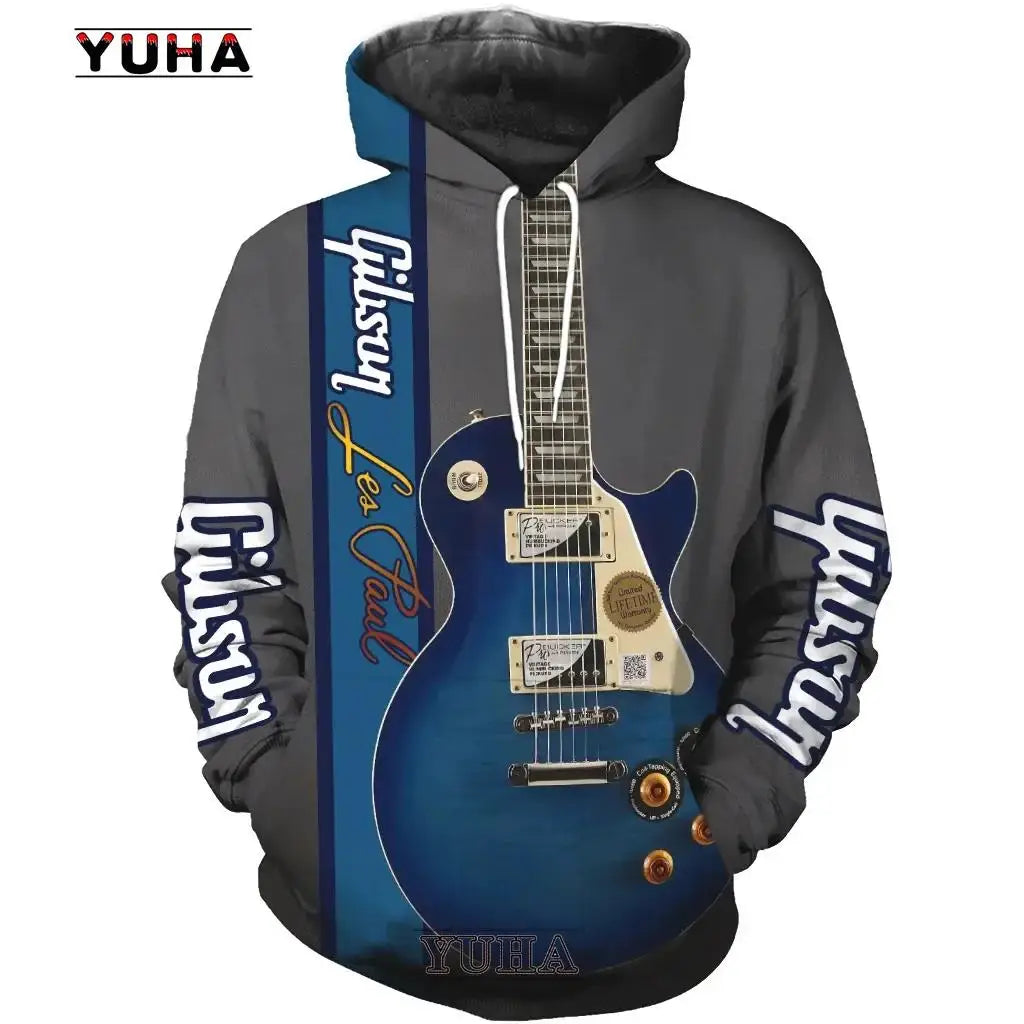 Sudadera con capucha con estampado de guitarra 3D