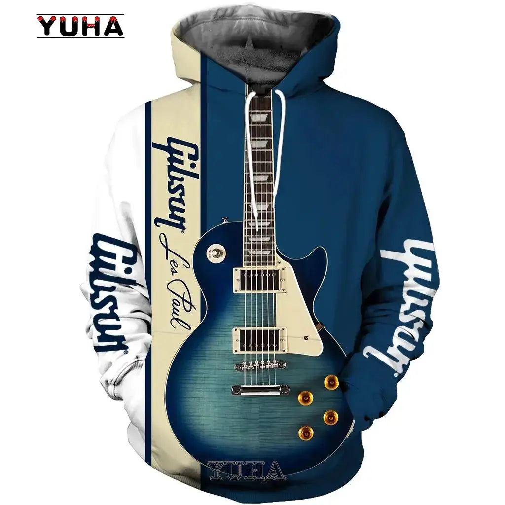 Sudadera con capucha con estampado de guitarra 3D