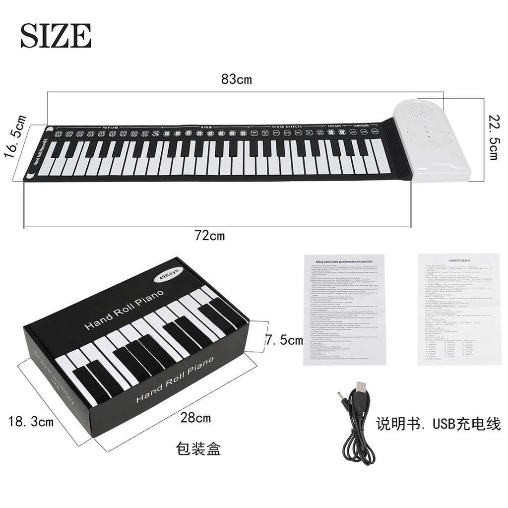 Piano portatil Enrollable 49 teclas Silicona