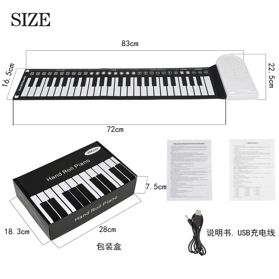 Piano portatil Enrollable 49 teclas Silicona