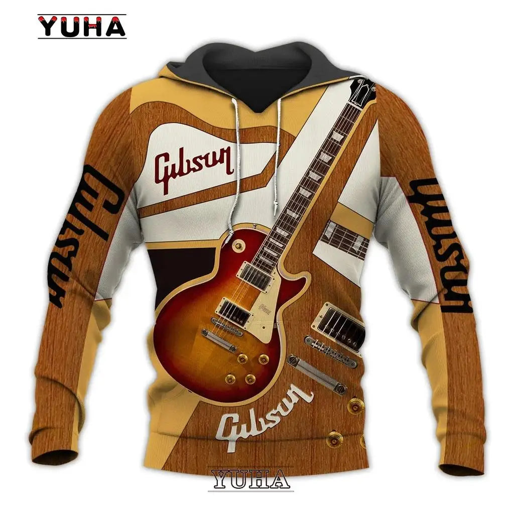 Sudadera con capucha con estampado de guitarra 3D