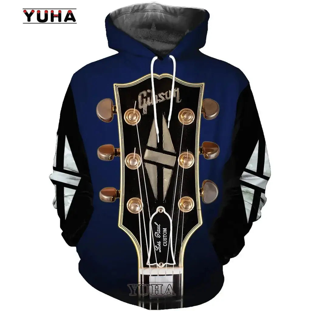 Sudadera con capucha con estampado de guitarra 3D