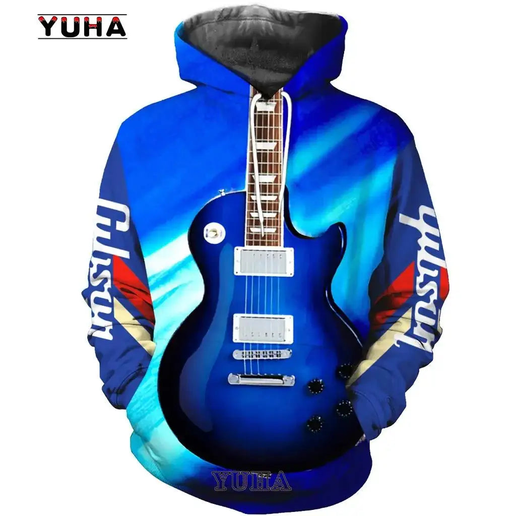 Sudadera con capucha con estampado de guitarra 3D