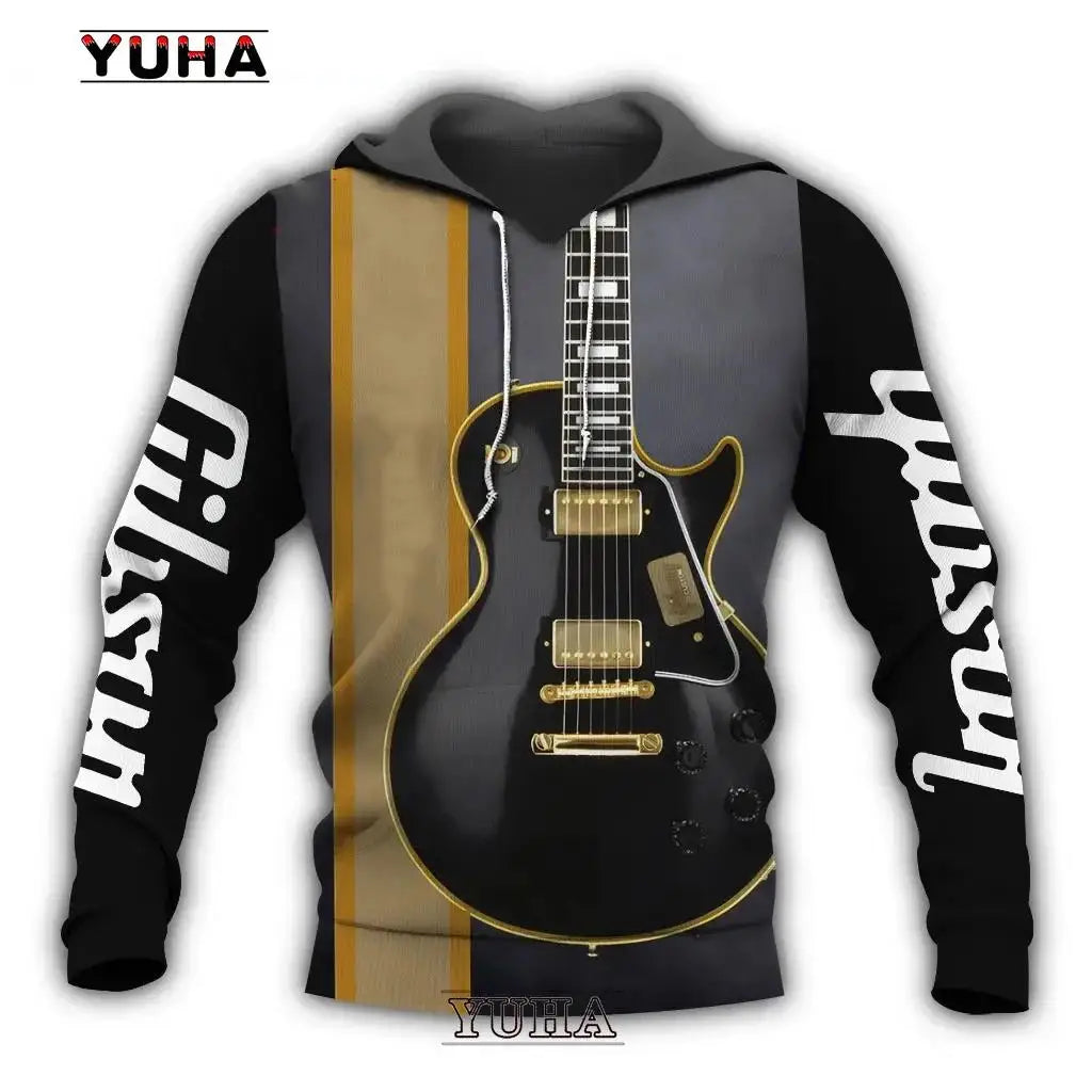 Sudadera con capucha con estampado de guitarra 3D