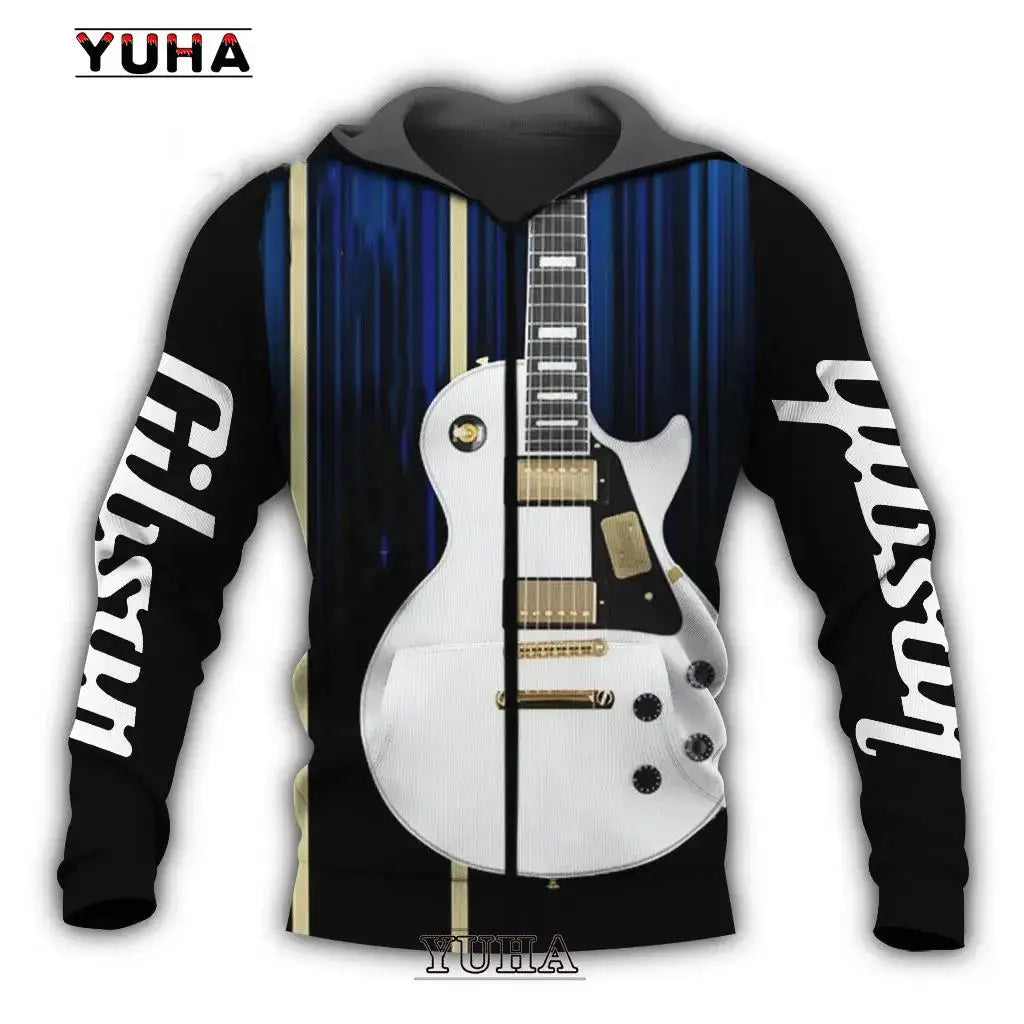 Sudadera con capucha con estampado de guitarra 3D