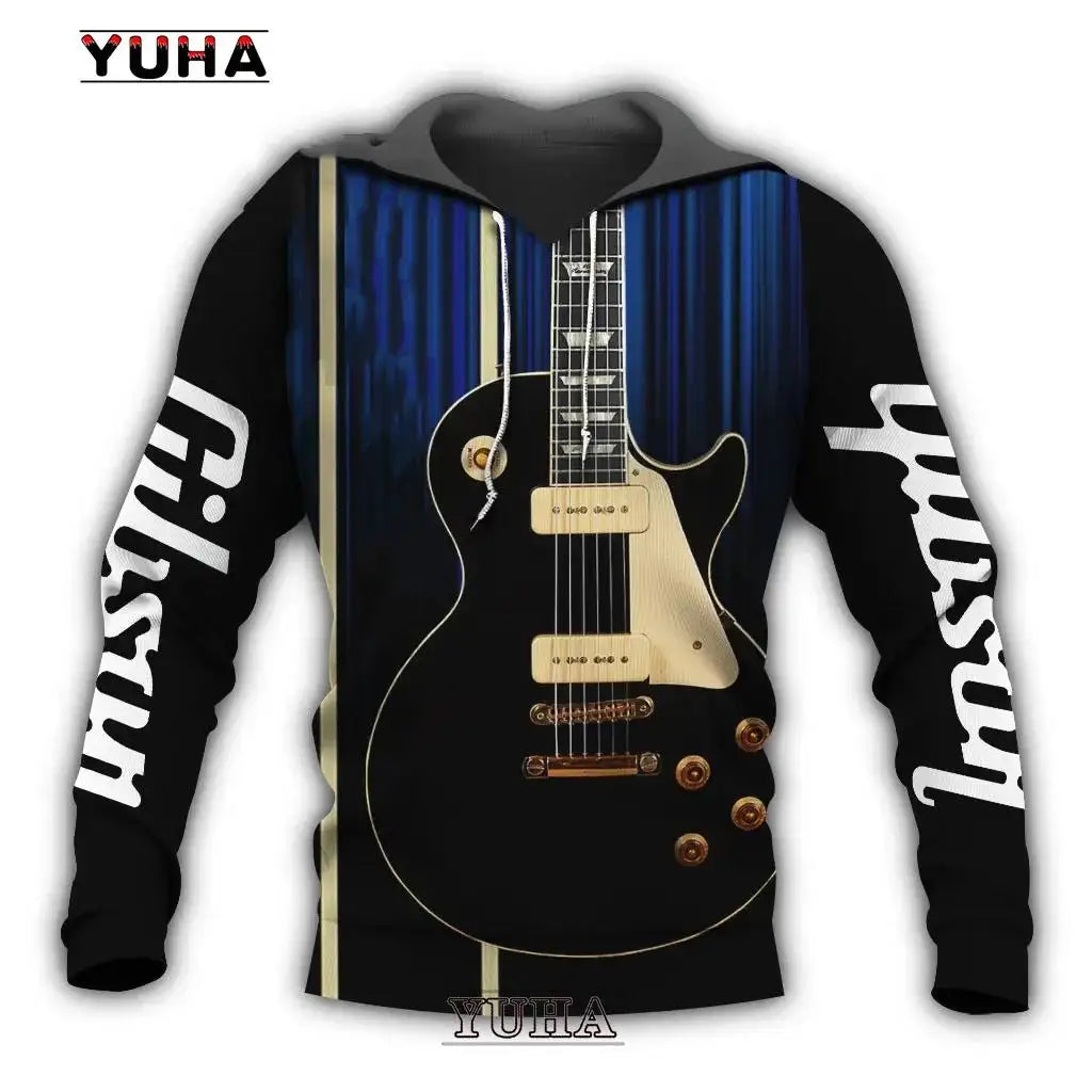 Sudadera con capucha con estampado de guitarra 3D