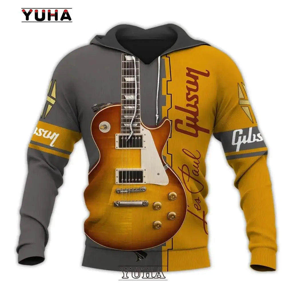 Sudadera con capucha con estampado de guitarra 3D