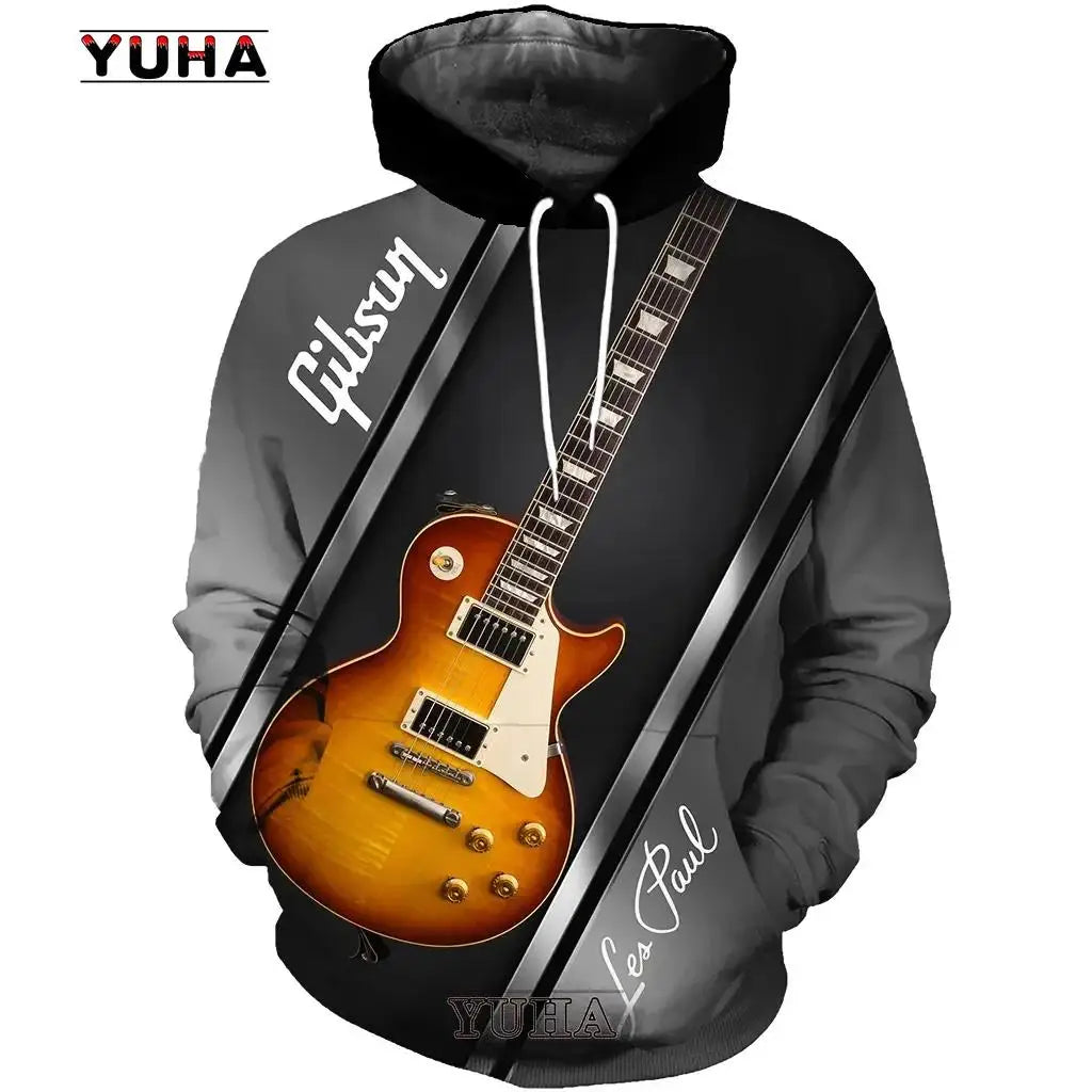 Sudadera con capucha con estampado de guitarra 3D
