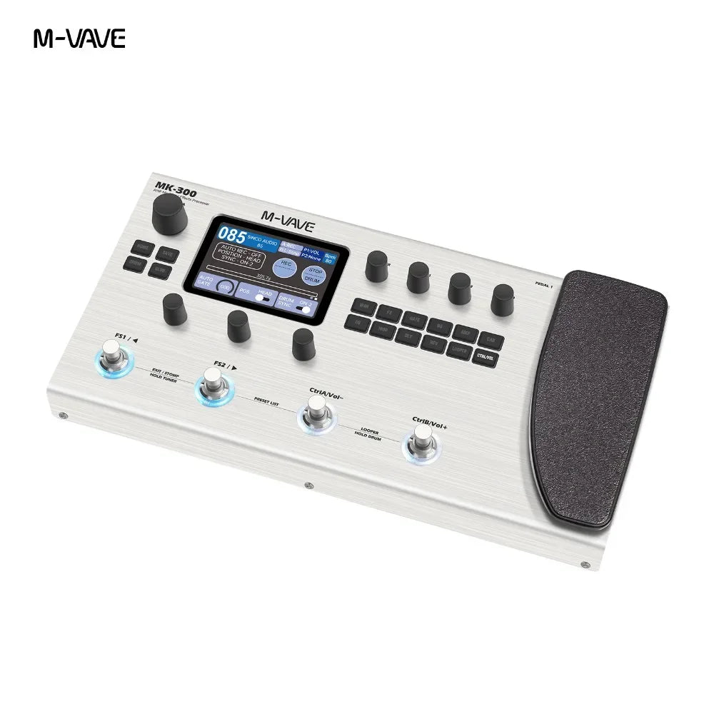 M-VAVE MK-300 – Pedalera Multiefectos para Guitarra y Bajo con Looper, Ritmos y Modelado Neural