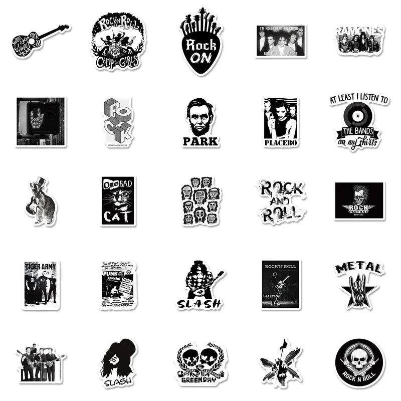 Pack de 10, 25 o 50 Stickers Rock – Adhesivos Impermeables